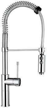 Emmevi Eden, однорычажный кухонный смеситель с пружинным поворотным изливом и фиксатором, без донного клапана, цвет хром