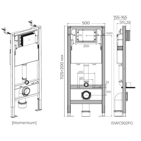 Инсталляция для подвесного унитаза Knotlor ISWC502FG, бирюзовый, артикул ISWC502FG