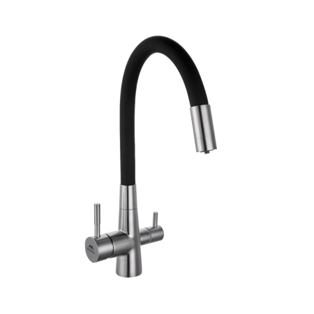 Смеситель для кухни с гибким изливом FASHUN A54029-7, сатин/черный, артикул A54029-7
