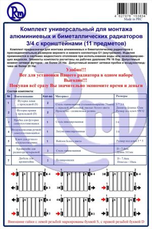Комплект для радиатора RM 3/4 (11 предметов) (RM-KR3411), артикул RM-KR3411