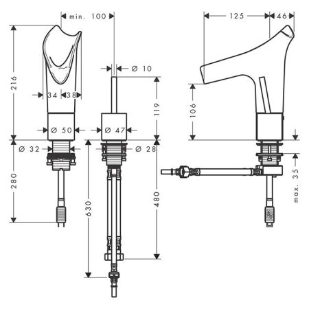 AX Starck V cмеситель для умывальника , цвет шлифованный никель