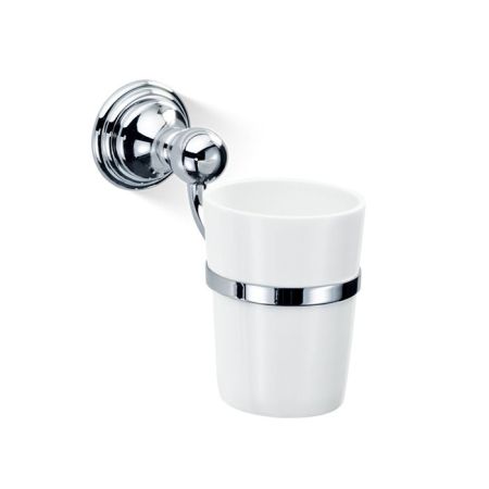 Стакан, Decor Wallther, Classic, ширина, мм-75, глубина, мм-16, высота, мм-135, материал стакана-белый фарфор, настенный монтаж, цвет хром, артикул 0511400