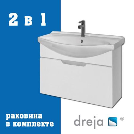 Тумба с раковиной подвесная Dreja Laguna 75 см, белый, артикул 99-0102-com