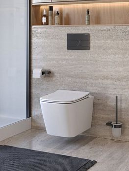 KRAFT-TOR Унитаз подвесной безободковый со смывом "Торнадо", с сиденьем дюропласт soft close BB7106CH-TOR/SC