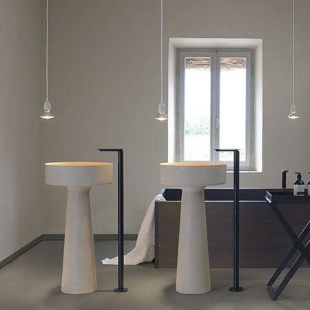 Agape Bjhon Напольная раковина 47х47х90 см мрамор Carrara, цвет: белый