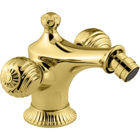 Смеситель The One с донным клапаном для биде. Металлические ручки, цвет золото, артикул 98004OR