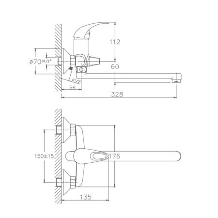 Смеситель для ванны Haiba HB2215, хром, артикул HB2215