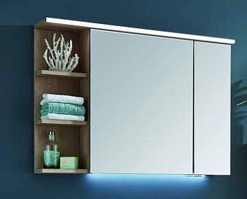 Puris Purefaction, зеркальный шкаф (2 двери) c LED подсветкой 900 мм левый, цвет дуб чарлстон