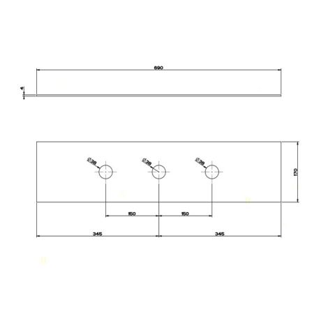 GESSI 316 Пластина на 3 отверстия для монтажного бокса, цвет: steel brushed, артикул 54593#239