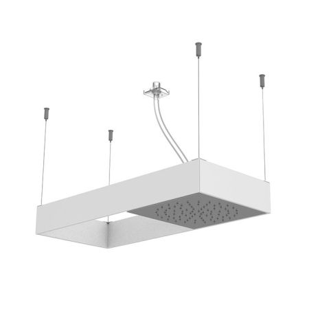 FIMA|Carlo Frattini Wellness Верхний душ Moove потолочного монтажа, в белой матовой раме, передвижной модуль подачи воды, цвет хром, артикул F2993BCR