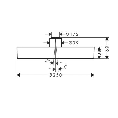 HG Rainfinity Верхний душ, d=250мм, 1 jet, потолочный держателем, цвет: черный матовый, артикул 26228670