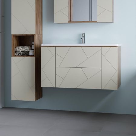 Тумба под раковину подвесная Бриклаер КРИСТАЛЛ латте, 100 см, артикул 4627125416897