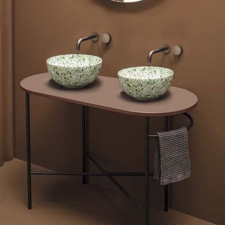 Globo Bob Структура напольная металлическая  под столешницу 93х46х72 см, с полотенцедержателем правая R, цвет черный матовый, артикул OP019BAR