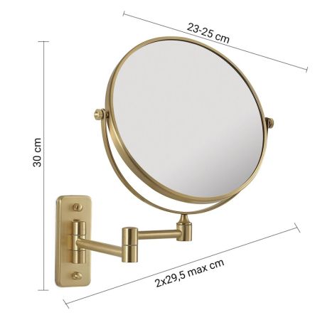 Gedy Gaia, настенное круглое поворотное косметическое зеркало (3x) со складным механизмом, цвет матовое золото, артикул CO2024(88)