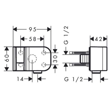 AX One Шланговое подсоединение с держателем ручного душа  цвет: шлифованная бронза AX One Шланговое подсоединение с держателем ручного душа  цвет: шлифованная бронза