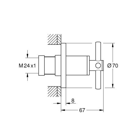 Внешняя часть вентиля GROHE Atrio, суперсталь (19069DC3)