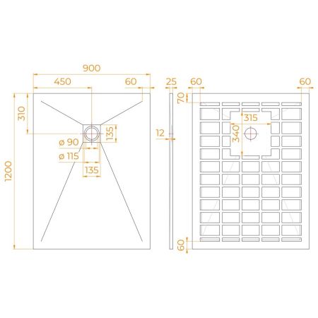 Душевой поддон прямоугольный STONE TRAY-G (900x1200)