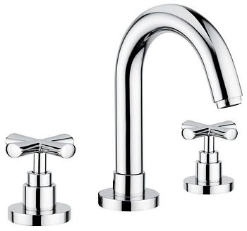 Emmevi Spirit New, двухвентильный смеситель для раковины на 3 отверстия с донным клапаном, цвет черный матовый