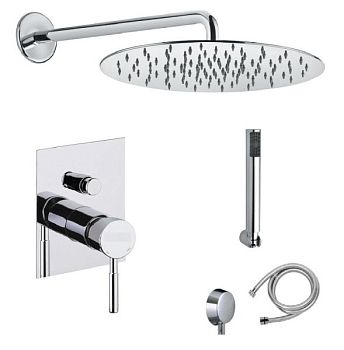 Fiore Xenon, душевой комплект на 2 потребителя: с круглым верхним душем 30 см и кронштейном 35 см, цвет хром