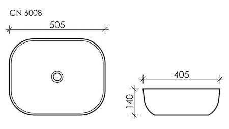 Умывальник чаша накладная прямоугольная Element 505*405*140мм CN6008 Умывальник чаша накладная прямоугольная Element 505*405*140мм CN6008