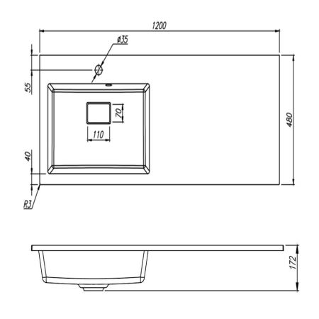 Раковина Florentina Аванти 120 см 10.310.0L120.001, белая, артикул 10.310.0L120.001