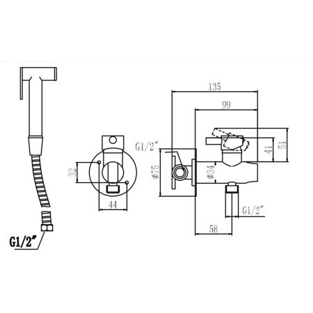 Гигиенический душ со смесителем  Savol S-FXQ002H, черный, артикул S-FXQ002H