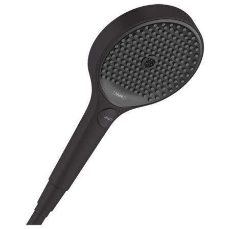 Ручной душ, Hansgrohe, Rainfinity, размер душевого диска, мм-132, форма-круглая, количество режимов-3, тип струи-PowderRain, Intense PowderRain, MonoRain, цвет-черный матовый, промывающийся грязеулавливающий фильтр, артикул 26864670