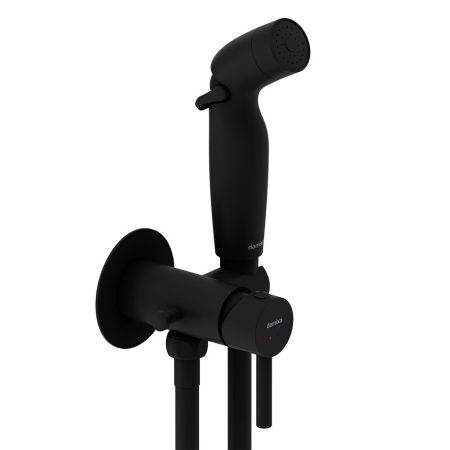 211000300 Option Смеситель, монтируемый в стену, с гиг.душем и крючком, черный, артикул 211000300