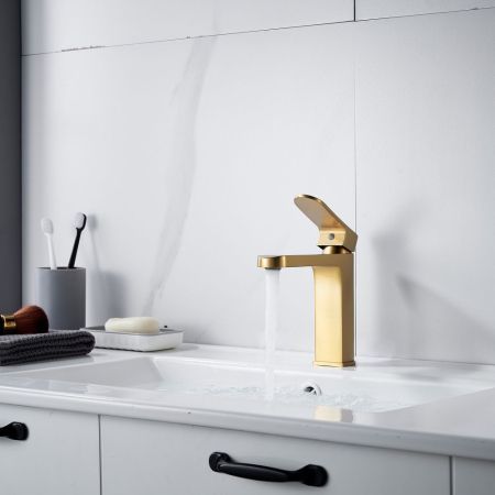 Смеситель для раковины Shevanik S4501G, золотой сатин, артикул S4501G