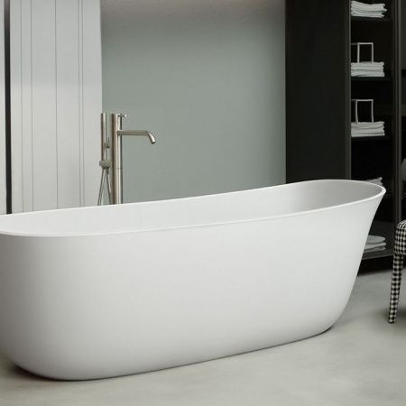 ANTONIO LUPI DAFNE Ванна отдельностоящая 1700х716х560 мм., с донным клапаном (белый матовый), сифоном и гибким шлангом, Cristalplant, цвет белый