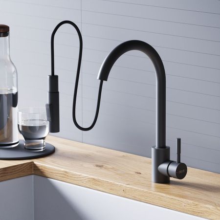 D3007522 Logic Кухонный смеситель  с вытягивающимся изливом, черный, артикул D3007522