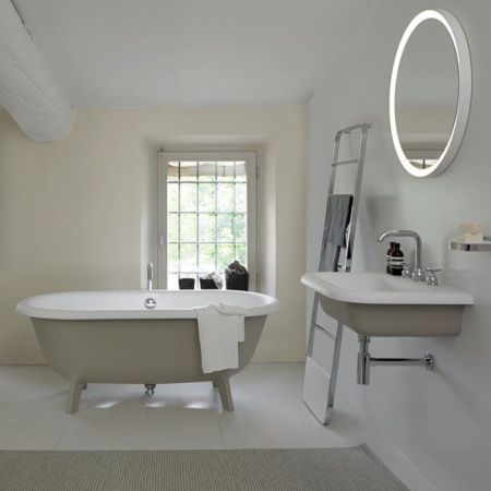 Agape Ottocento Small Ванна отдельностоящая 155x77.5x58 см, слив-перелив хром, цвет: светло-серый, артикул AVAS0967ZLS