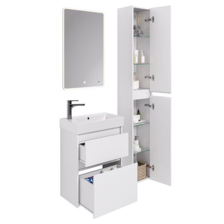 Тумба с раковиной подвесная Dreja Slim 55 см, белый, артикул 99-0400-com