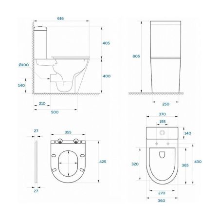 Унитаз напольный WesnaArt KUBUS 103-KUB13, белый, артикул 103-KUB13