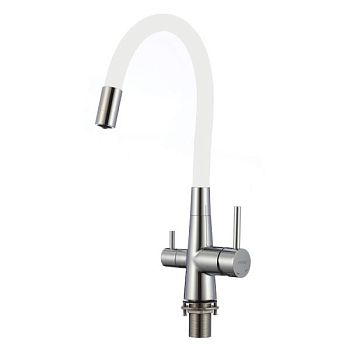 Смеситель для кухни с подключением фильтра воды Fmark FS1062-A02, хром/белый