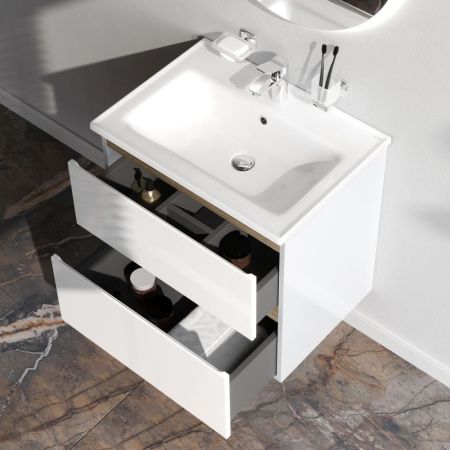 M85AFHX0652WG X-Joy, База под раковину, подвесная, 65 см, 2 ящика, белый глянец, артикул M85AFHX0652WG