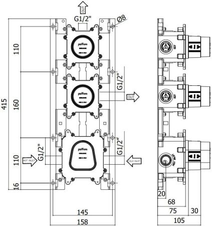 Скрытая монтажная часть для смесителя Paffoni Modular Box MDBOX018, артикул MDBOX018