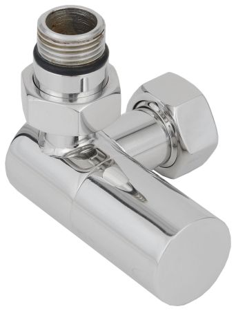 Вентиль, Сунержа, 3D, G 1/2" НР х G 3/4" НГ, для водяных полотенцесушителей, левый, цилиндр, материал-нержавеющая сталь, цвет-сатин, артикул 071-1402-1234