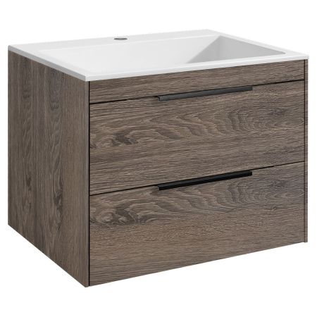 База под раковину Chiara 2D 600 подвесная, 2 выкатных ящика soft-close, R.Oak, артикул VMC-2C2600RO