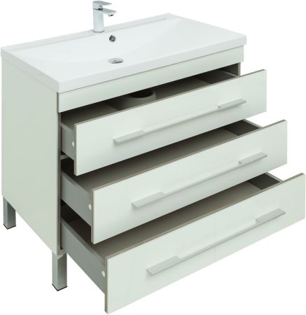 Тумба с раковиной Aquanet Верона 90 белый (напольная 3 ящика), артикул 00287674