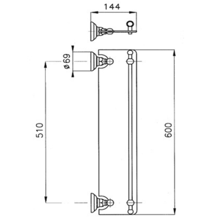 Nicolazzi Impero Полочка стеклянная 60 см, цвет: золото, артикул 1480GO36