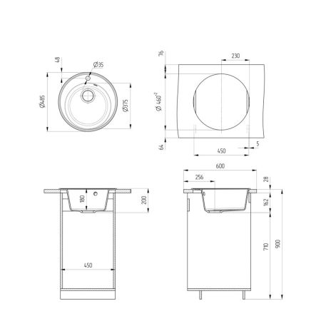 Кухонная мойка Ulgran Quartz Nora 485-10, песок, артикул Nora 485-10