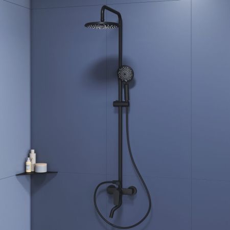 Душевая стойка черная со смесителем из стали RGW SP-25B