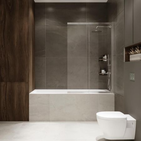 Шторка на ванну слайдер Terminus Ното 150х90, хром, артикул 1CS150х90C