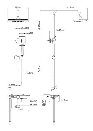 Душевая система с термостатом WONZON & WOGHAND, Хром (WW-B3310-CR) Душевая система с термостатом WONZON & WOGHAND, Хром (WW-B3310-CR)