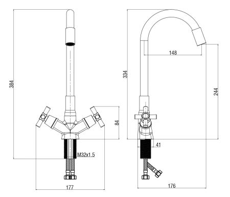 Смеситель Dive для кухни, гибкий излив, артикул: DV519FB, артикул DV519FB