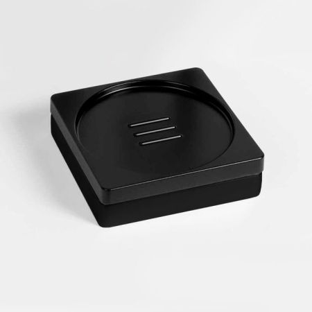 Colombo MiniQ Мыльница настольная, цвет: чёрный матовый/черная резина, артикул B5040.NM-RNE