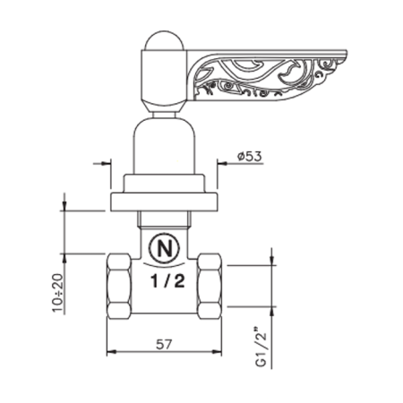 Nicolazzi Liberty Вентиль запорный 1/2”, цвет: хром, артикул 1012CR16