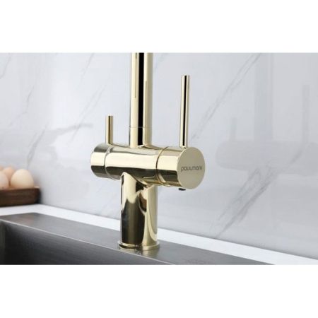 Смеситель для кухни Paulmark Magneto Ma213118-G Золото Черный