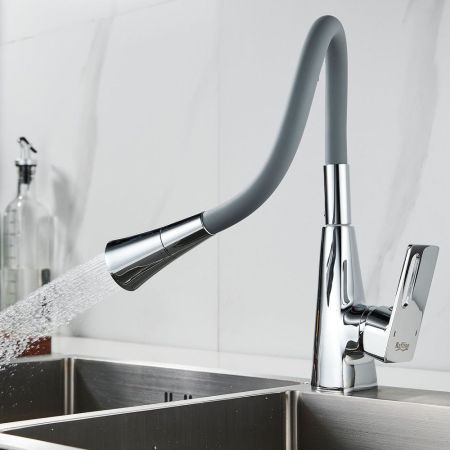 Смеситель для кухни с гибким изливом Raffine F313-9, хром